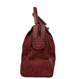 Celine Vintage Burgundy Macadam Print Mini Boston Handbag