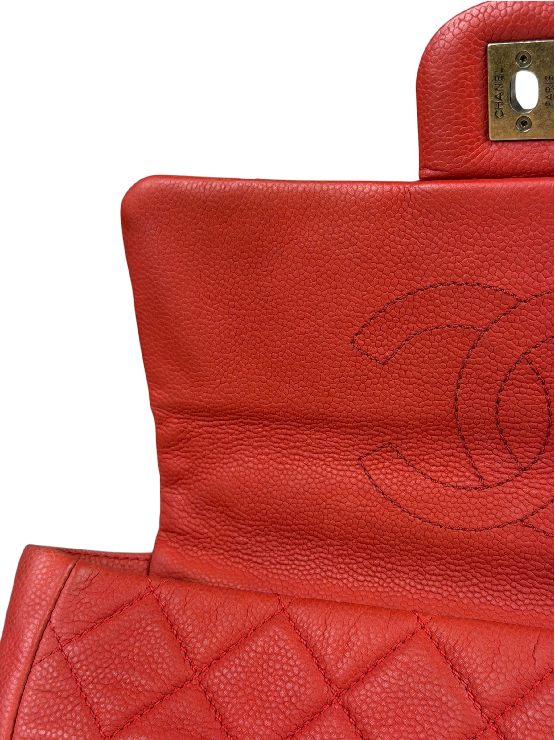 Chanel Red Quilted Caviar Leather Timeless Shoulder Bag 2012