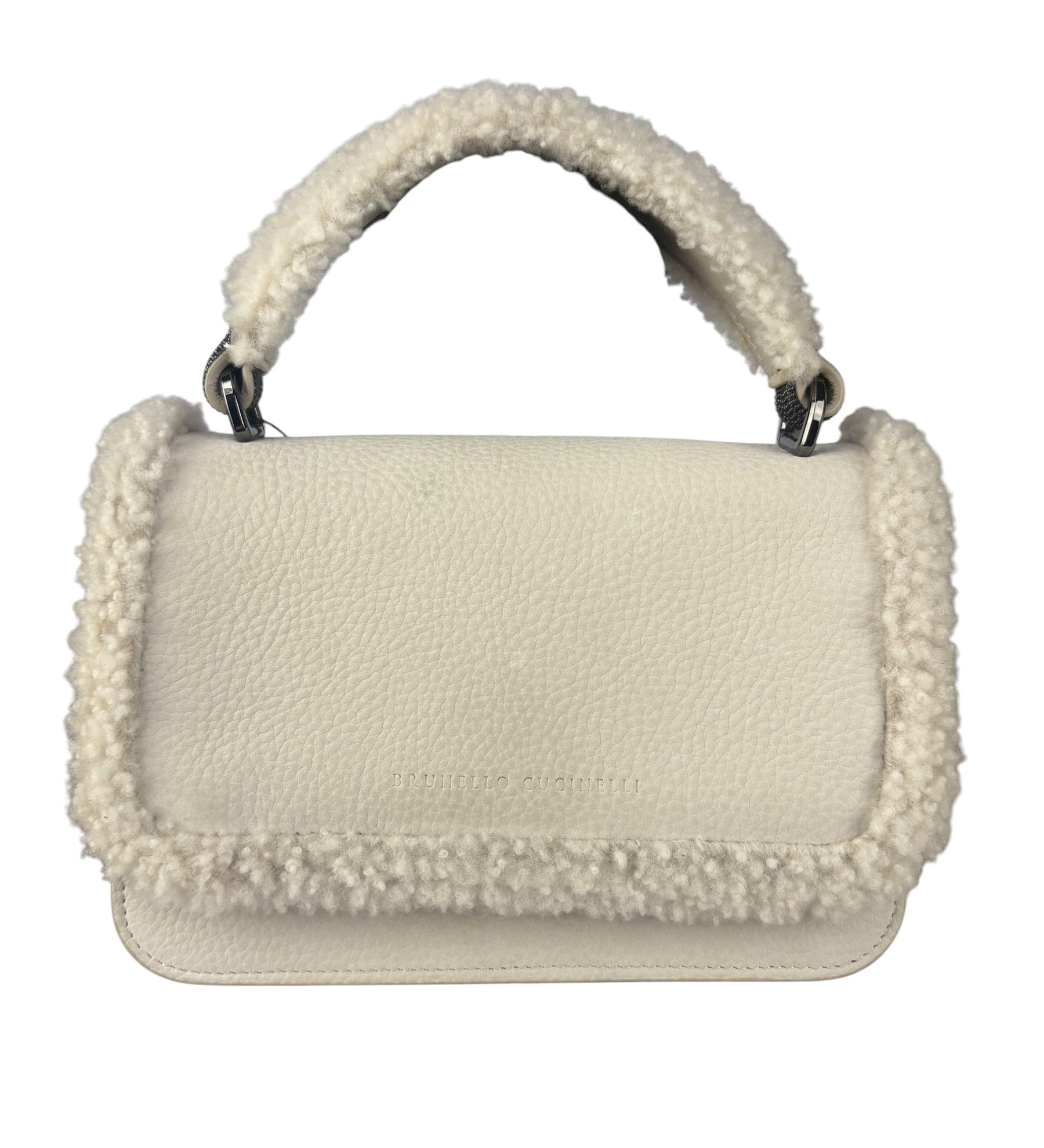 Brunello Cucinelli White Shearling Bag