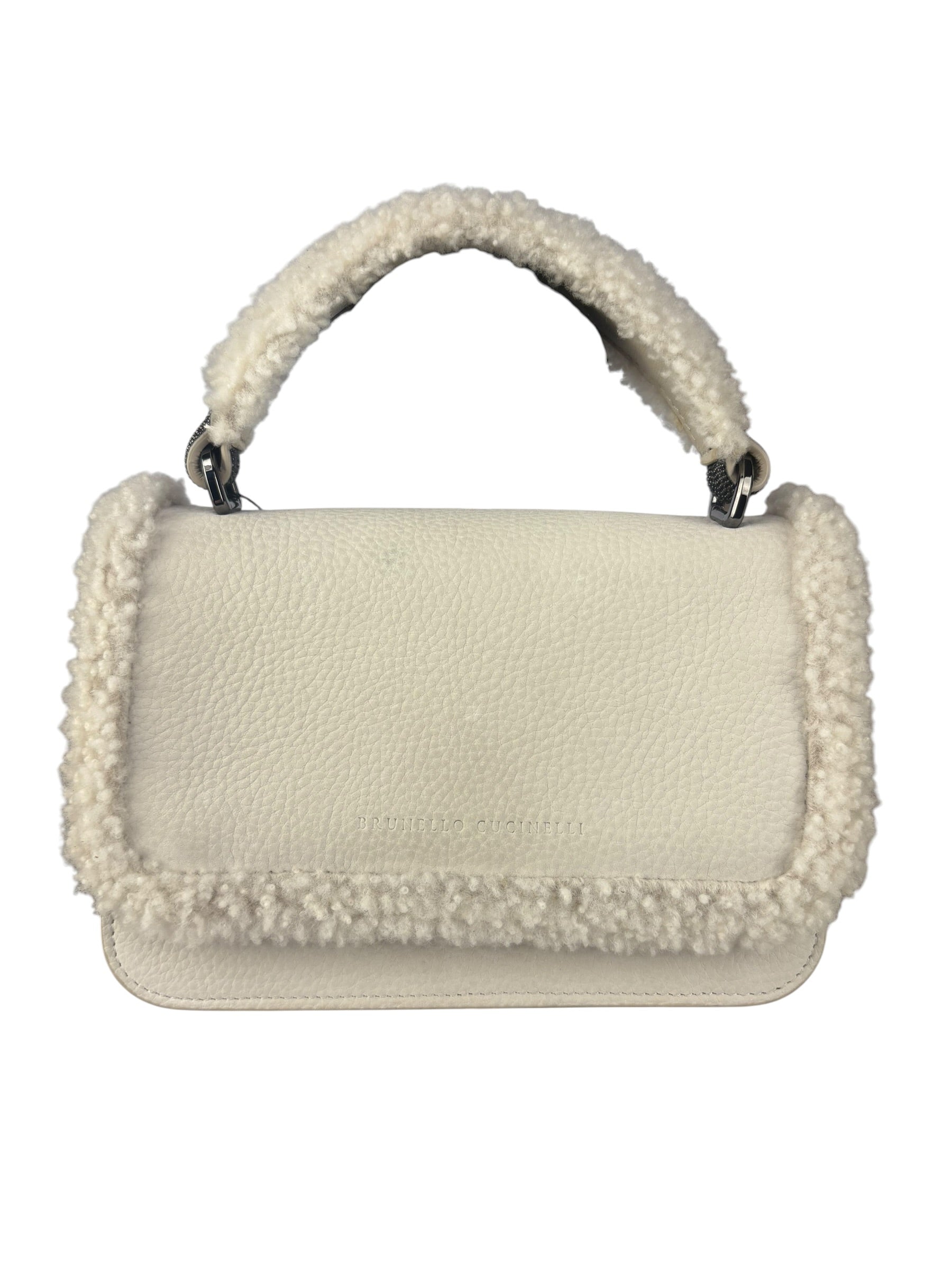 Brunello Cucinelli White Shearling Bag