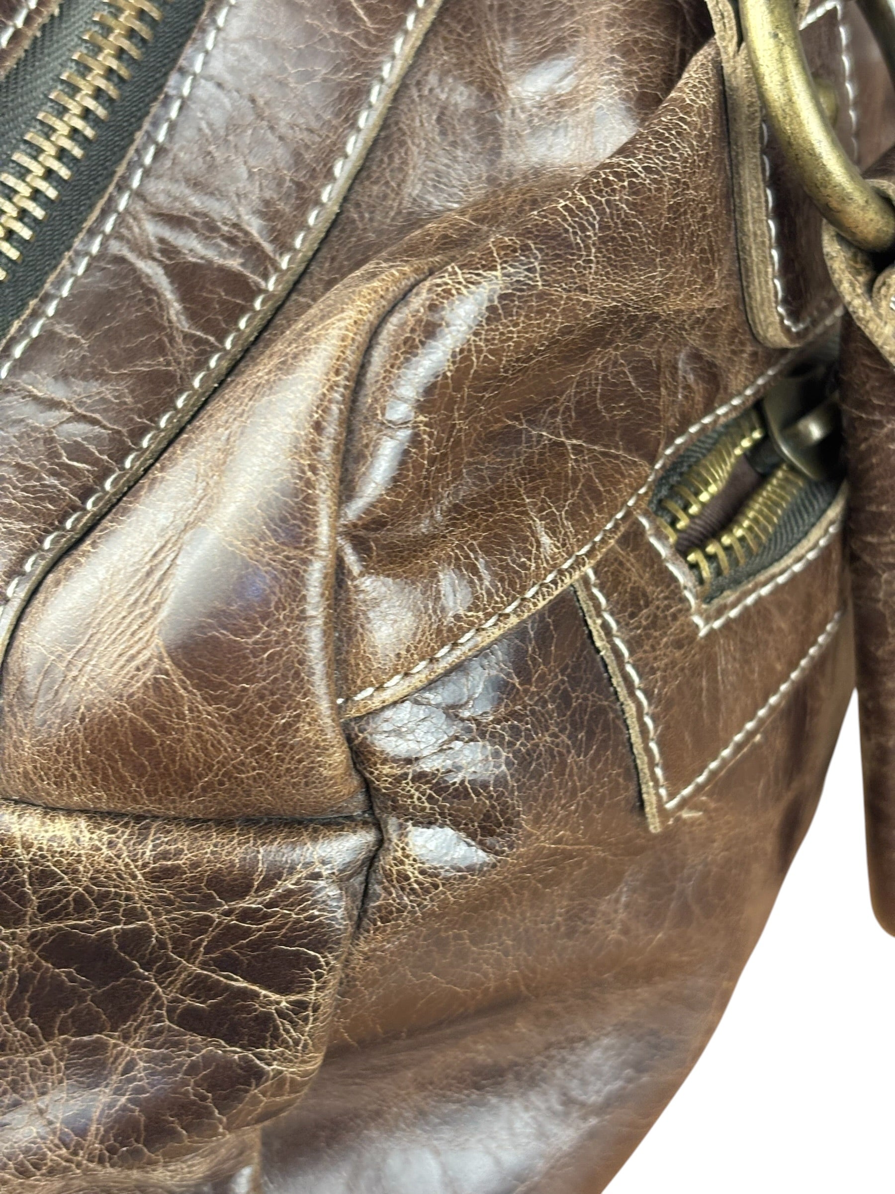 Balenciaga Vintage Brown Leather Moto Handbag