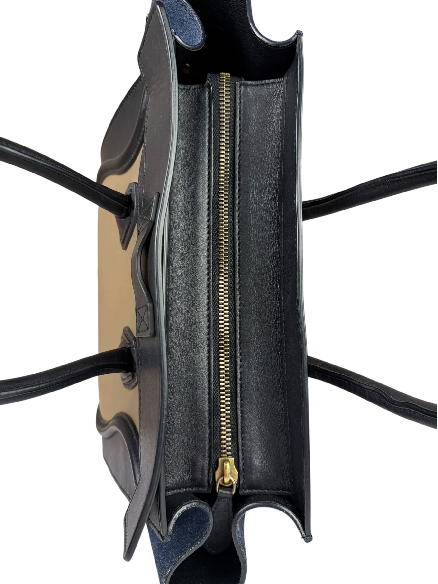 Celine Calfskin Leather/Suede Tri-Color Luggage Tote Bag