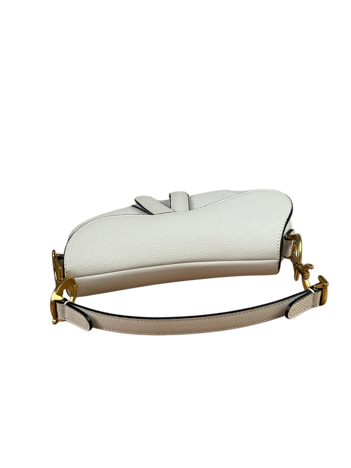 Christian Dior White Leather Saddle Handbag