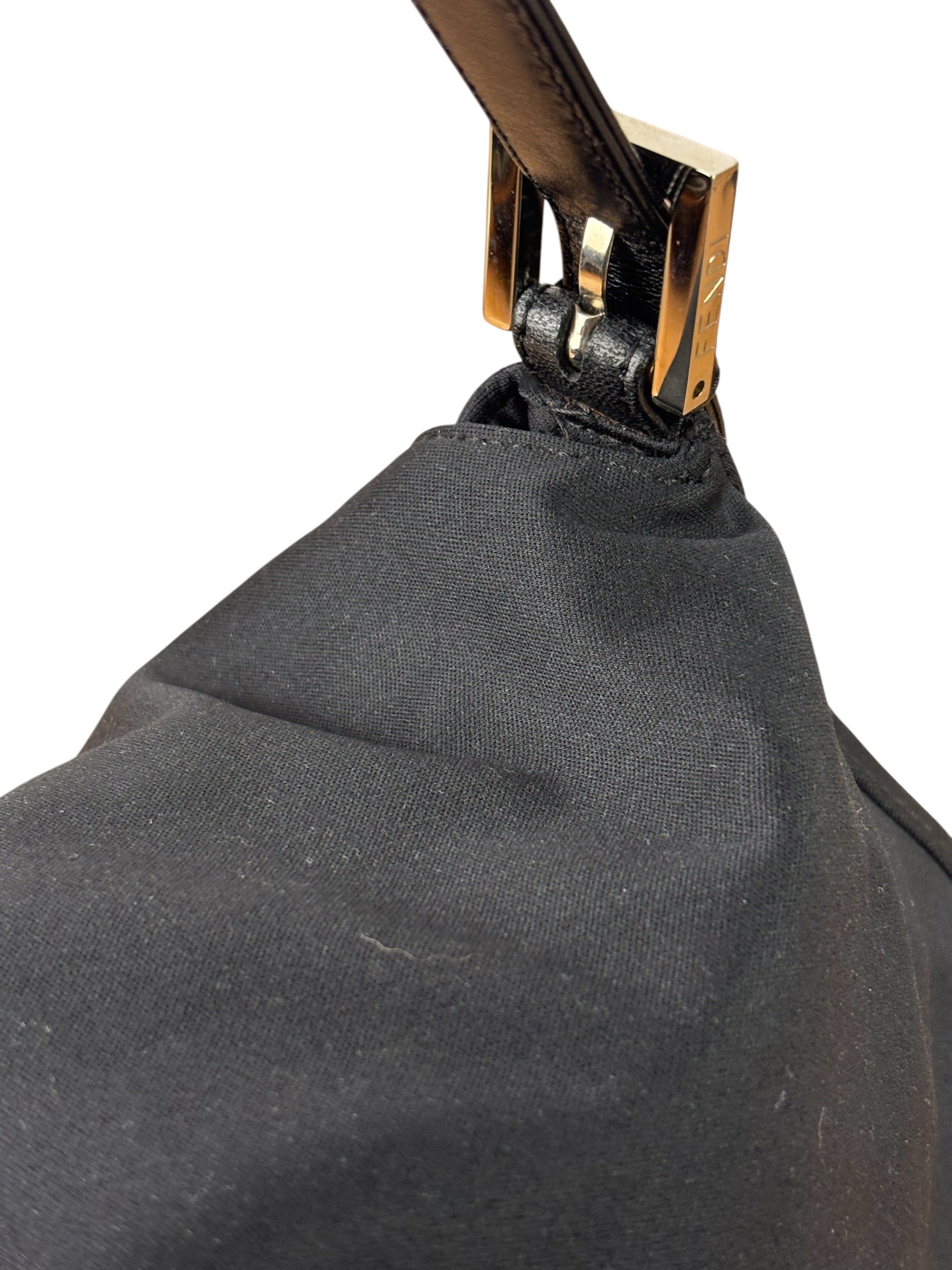 Fendi Black Leather Trim Mamma Baguette