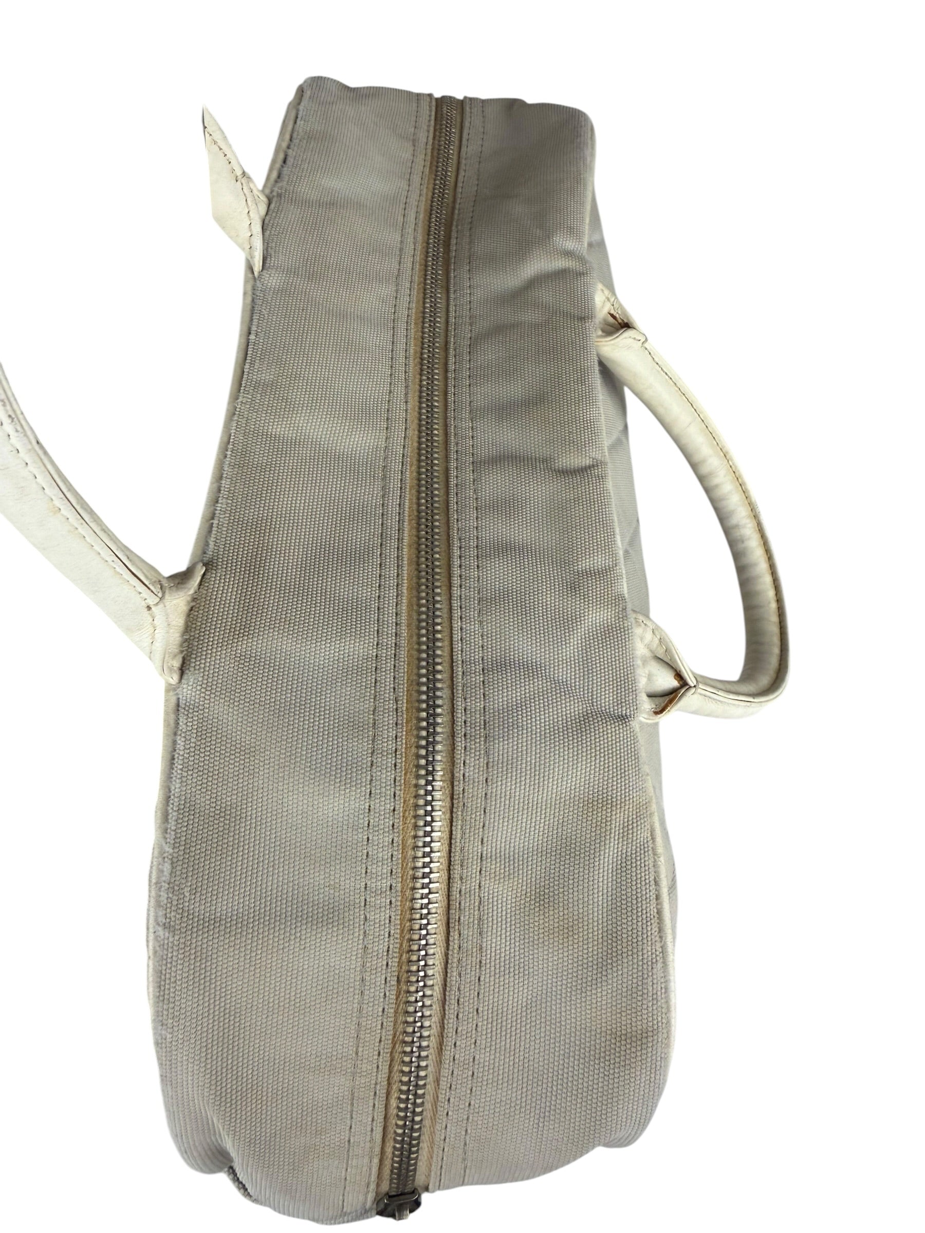 Chanel Vintage Grey Quilted Woven Sports Line Canvas Bowler Bag  2001