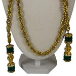 Chanel Green Gripoix Rhinestone Lariat Necklace