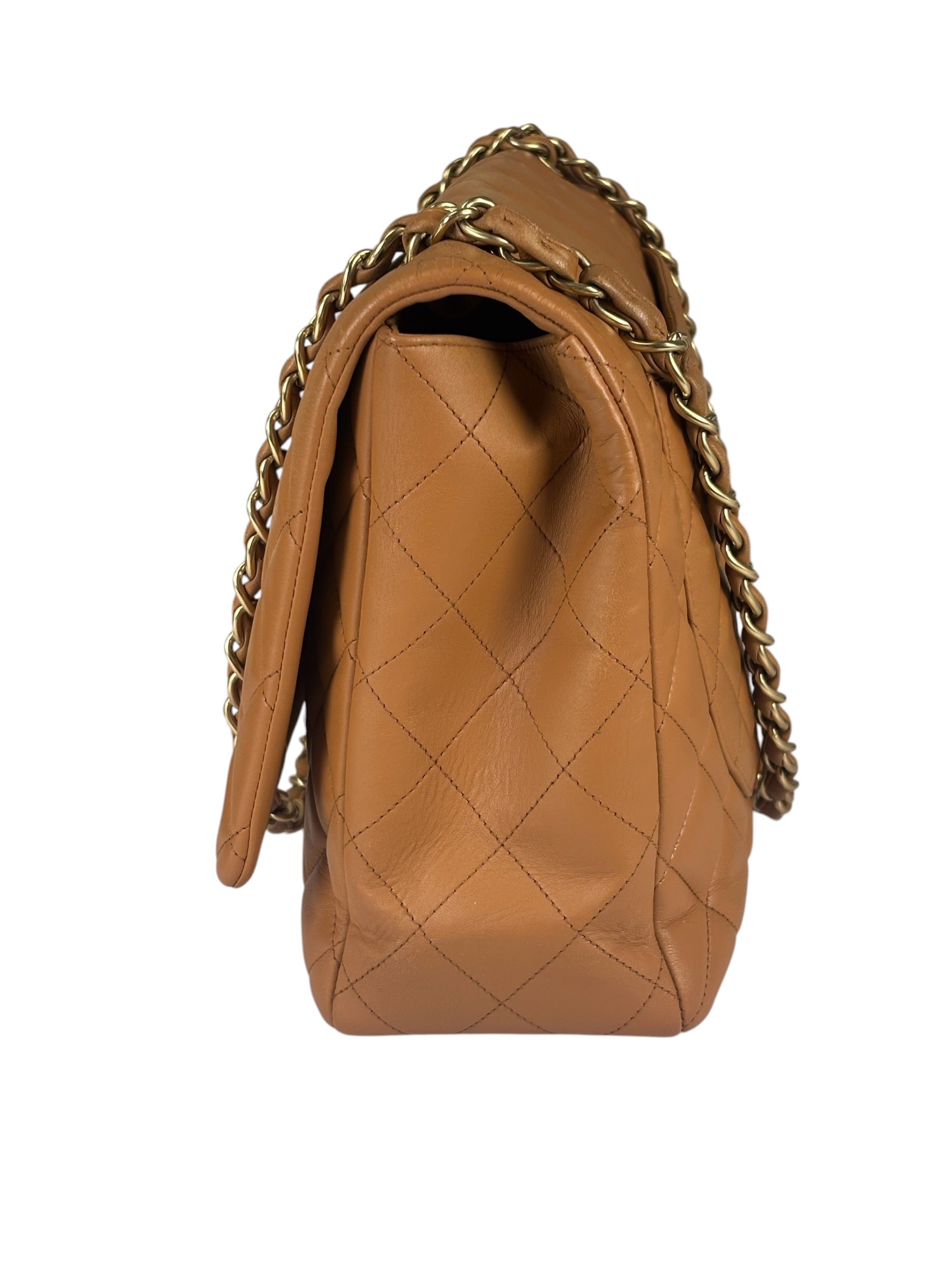 Chanel Caramel Brown Quilted Lambskin Large Shoulder Bag 2009