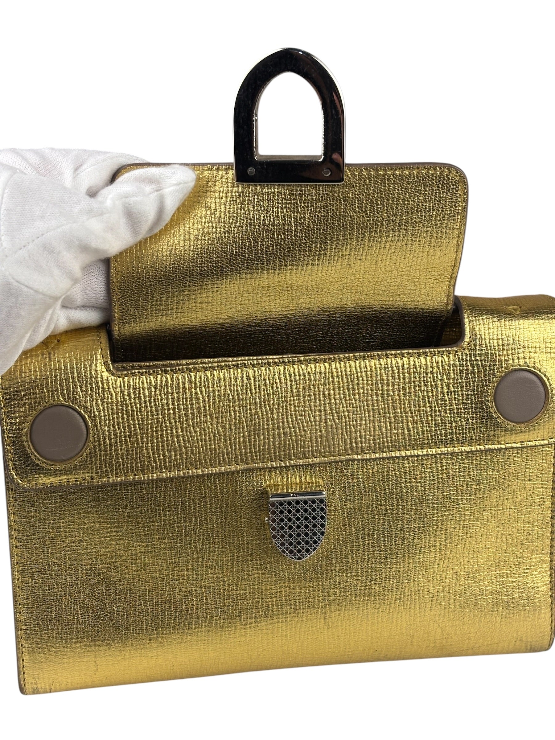 Christian Dior Gold/Metallic Leather Diorever Shoulder Bag