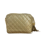 Chanel Tan Brown Quilted Leather Flap Chain Camera Bag