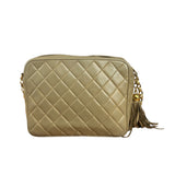 Chanel Tan Brown Quilted Leather Flap Chain Camera Bag