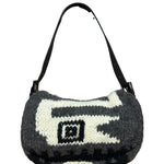 Fendi Vintage Grey/Black Knit Wool Baguette
