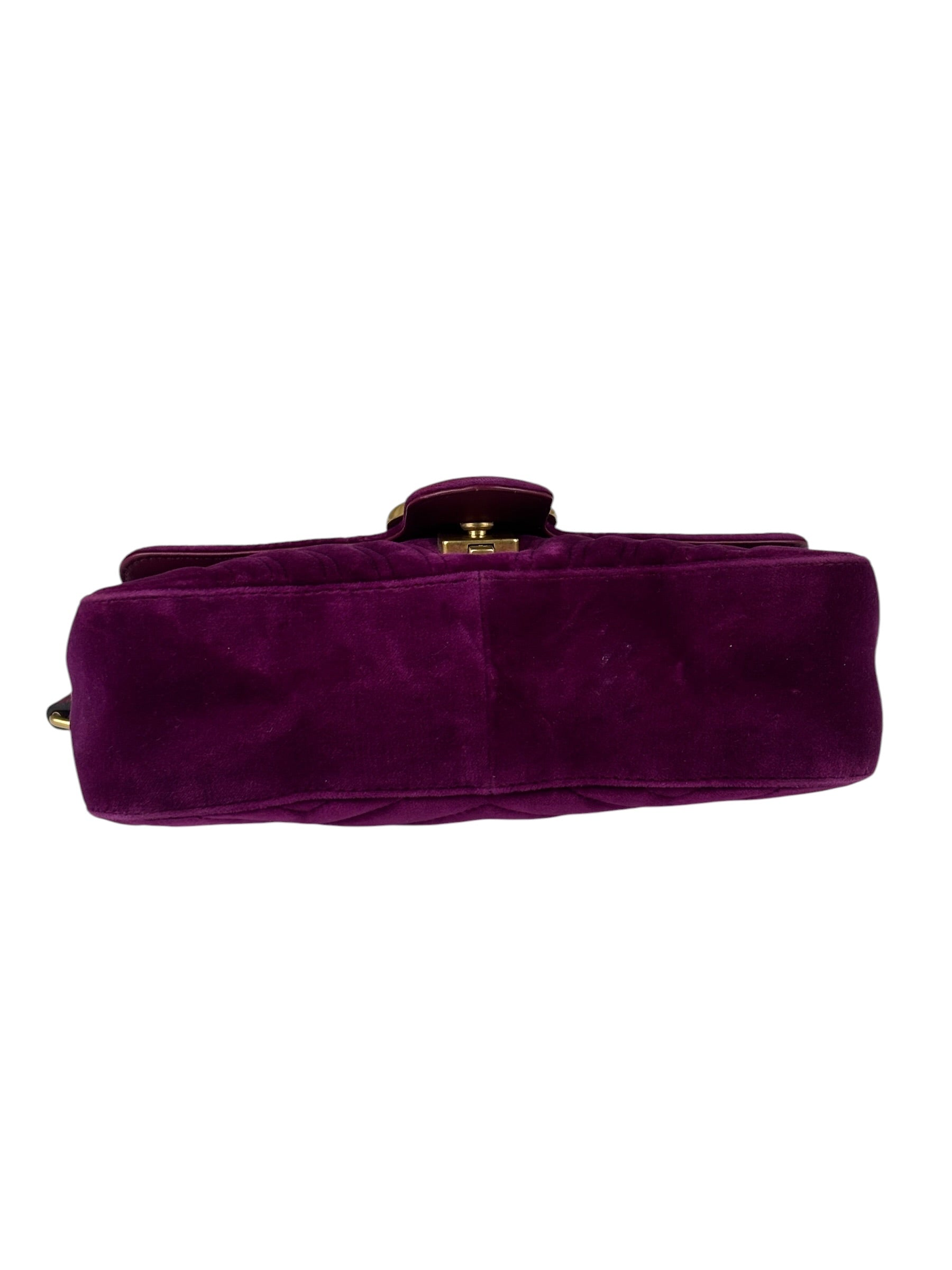 Gucci Magenta Velvet Marmont Matelasse Shoulder Bag
