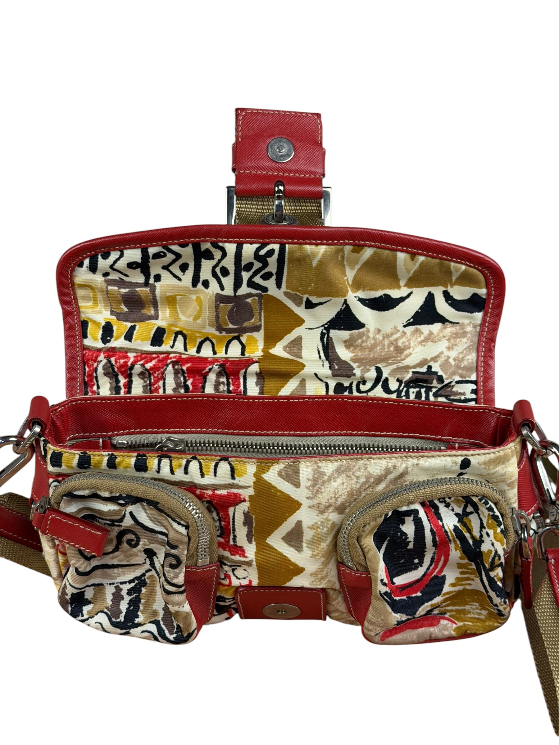 Prada Multicolor Nylon Leather Trim Shoulder Bag