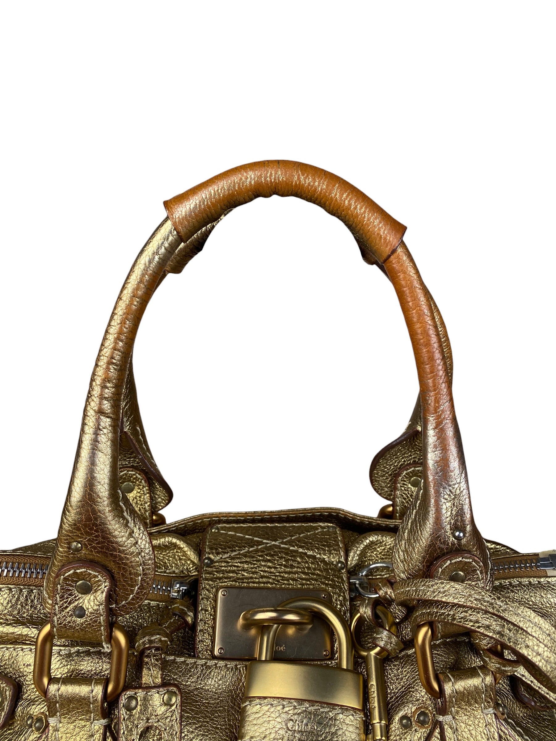 Chloé Vintage Gold Metallic Paddington Bag