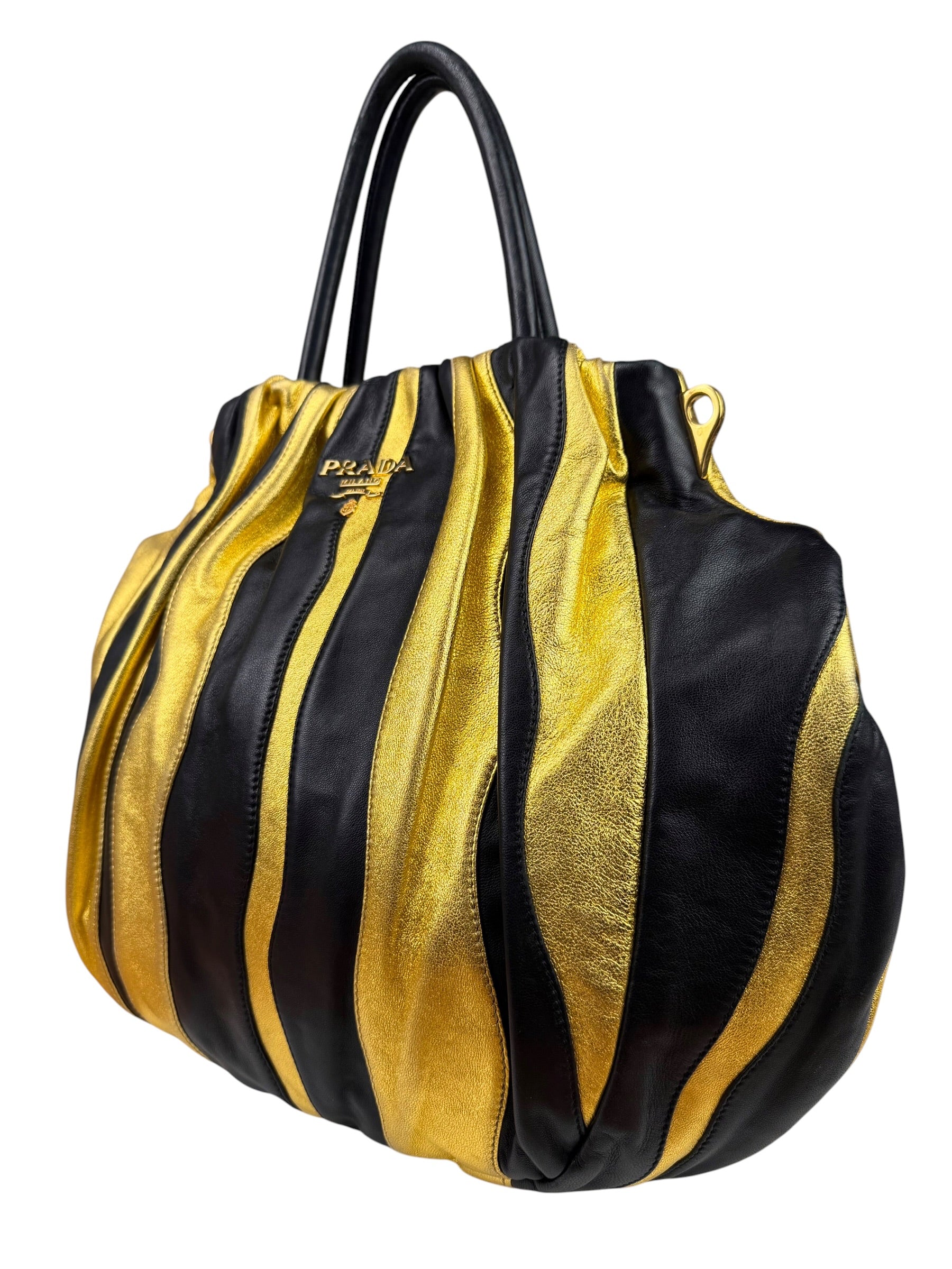 Prada Bicolor Leather Nappa Waves Tote Bag