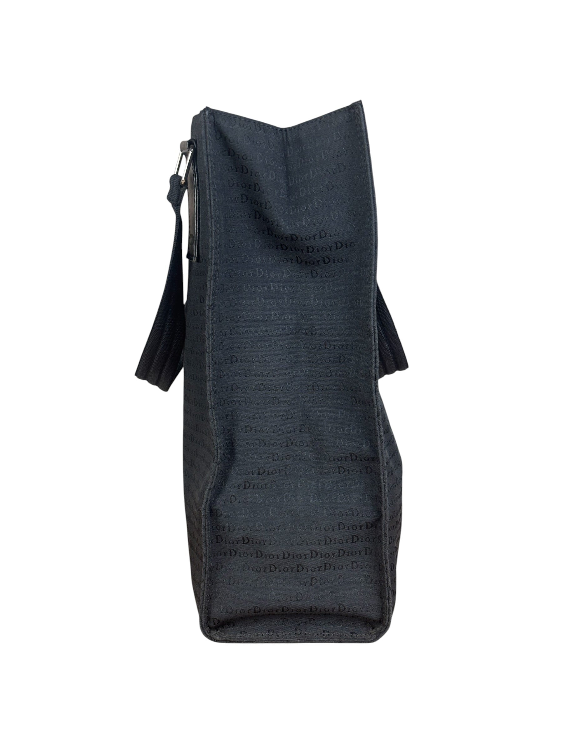 Christian Dior Vintage Black Logo Print Canvas Tote