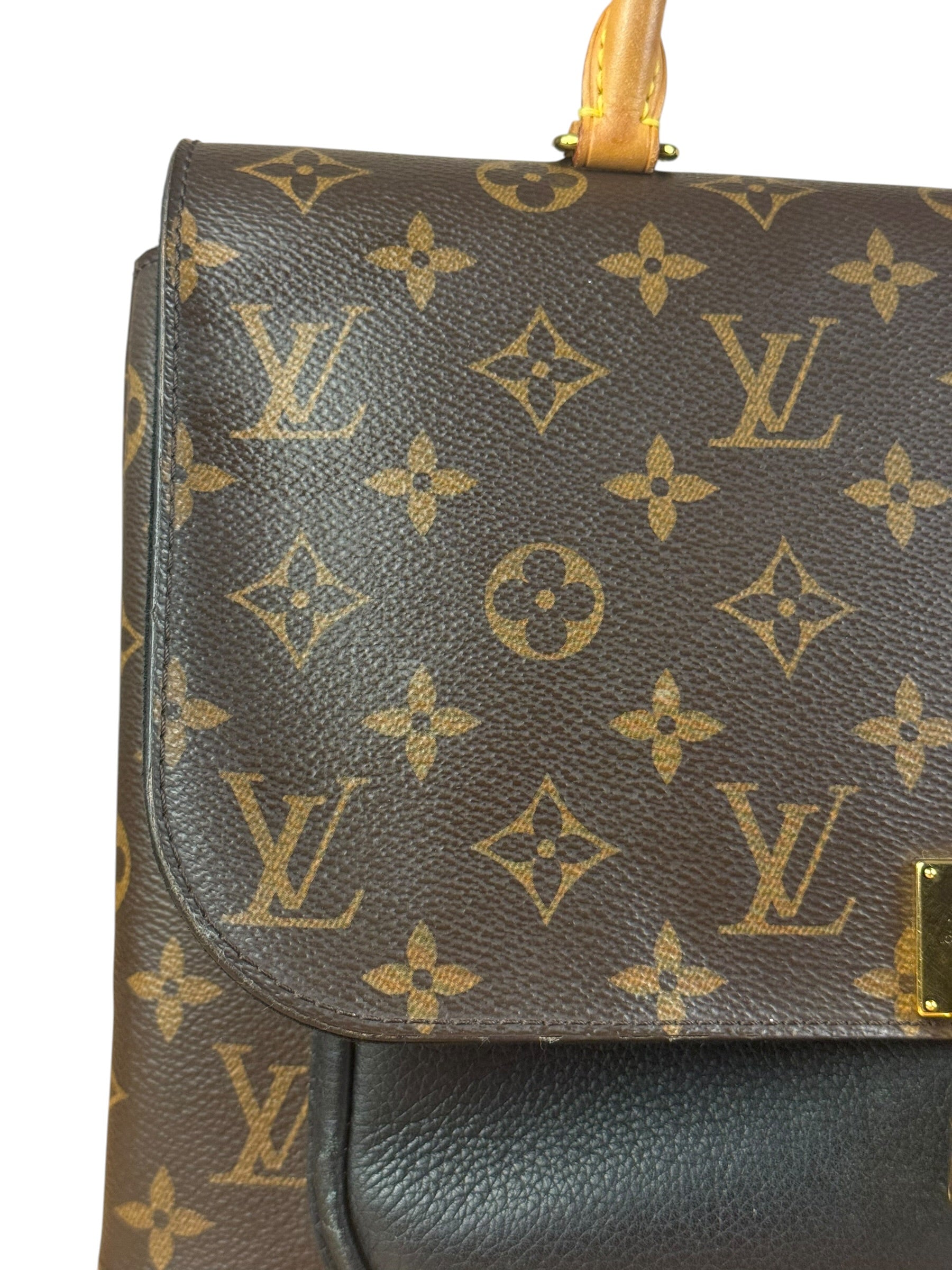 Louis Vuitton Black Leather/ Monogram Marignan 2Way Bag