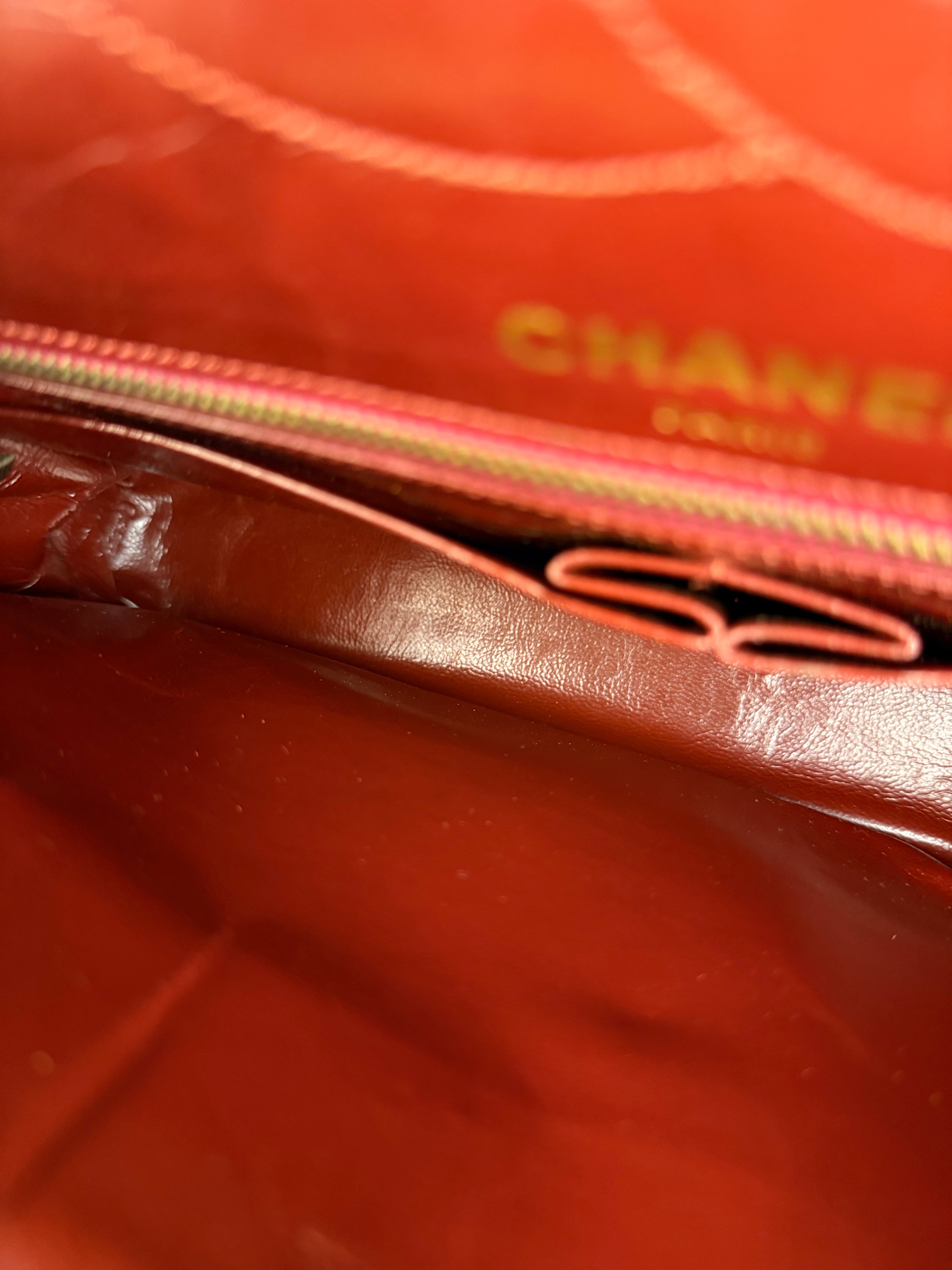Chanel Brown Vertical Stitch Two-Toned CC Double Flap Bag 90s