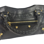 Balenciaga Black Lambskin Moto City Two-Way Bag