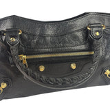 Balenciaga Black Lambskin Moto City Two-Way Bag