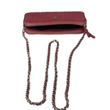 Chanel Pink Floral Embossed Leather Double Zip Chain Clutch Bag 2017