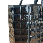 Chanel Black Patent Chocolate Bar Tote Bag 2002