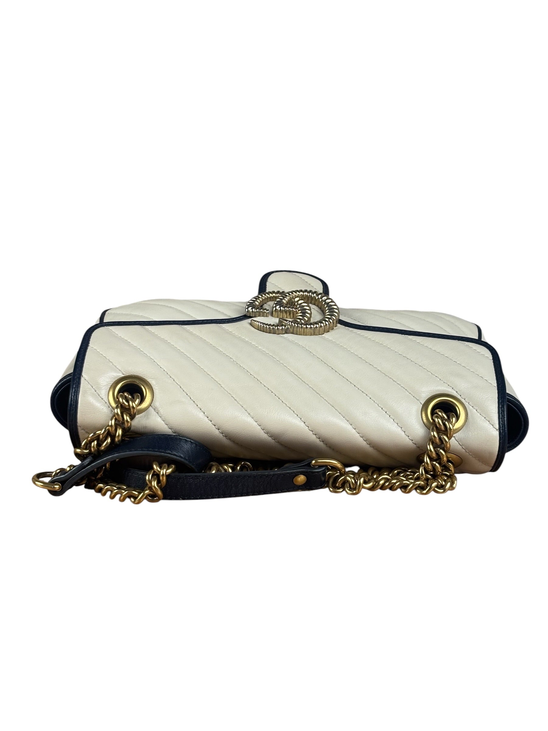 Gucci GG Marmont Cream & Navy Flap Bag