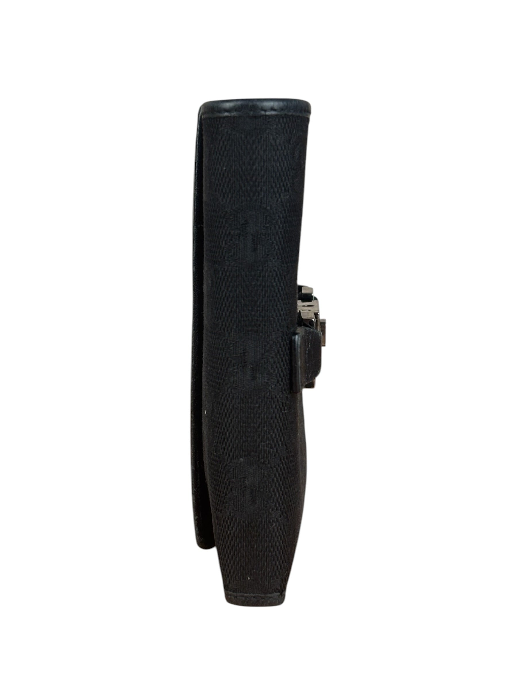 Gucci Vintage Black GG Jackie Buckle Compact Wallet