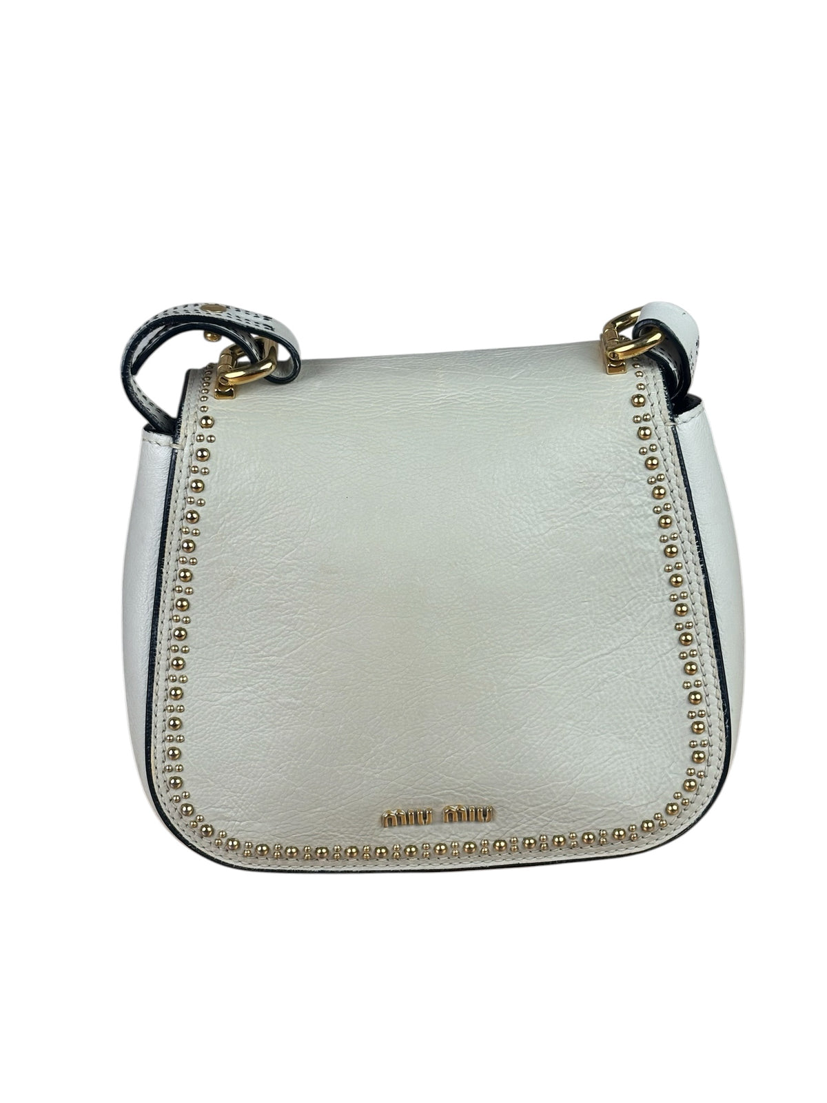 Miu Miu Cream Leather Dahlia Jewel Star Crossbody