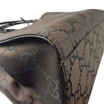 Gucci Brown Nylon Leather Trim Canvas Monogram Bamboo Two-Way Bag