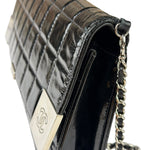 Chanel Black Patent Leather Chocolate Bar Flap Bag 2000
