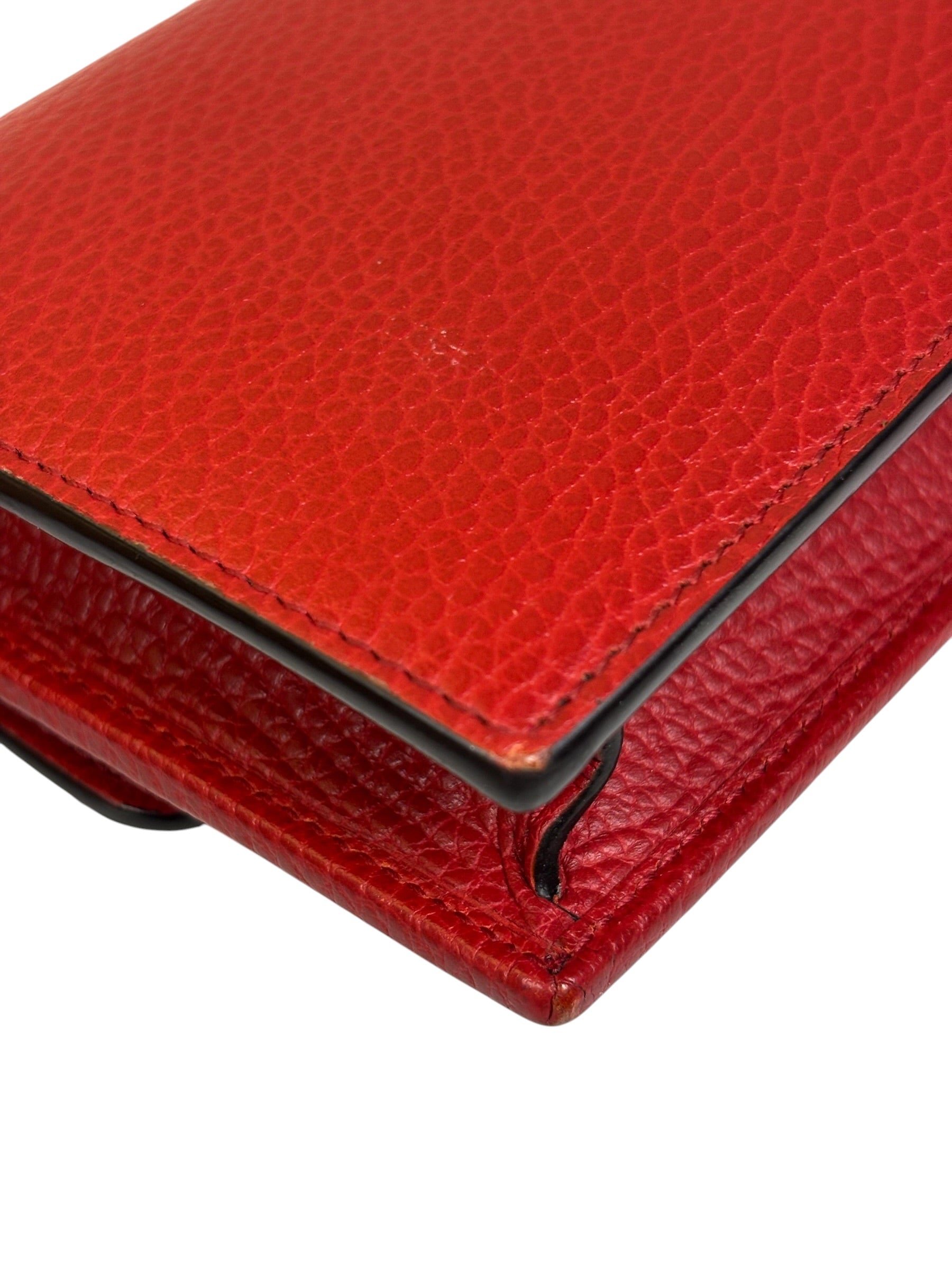 Gucci Red Leather GG Logo Wallet On Chain