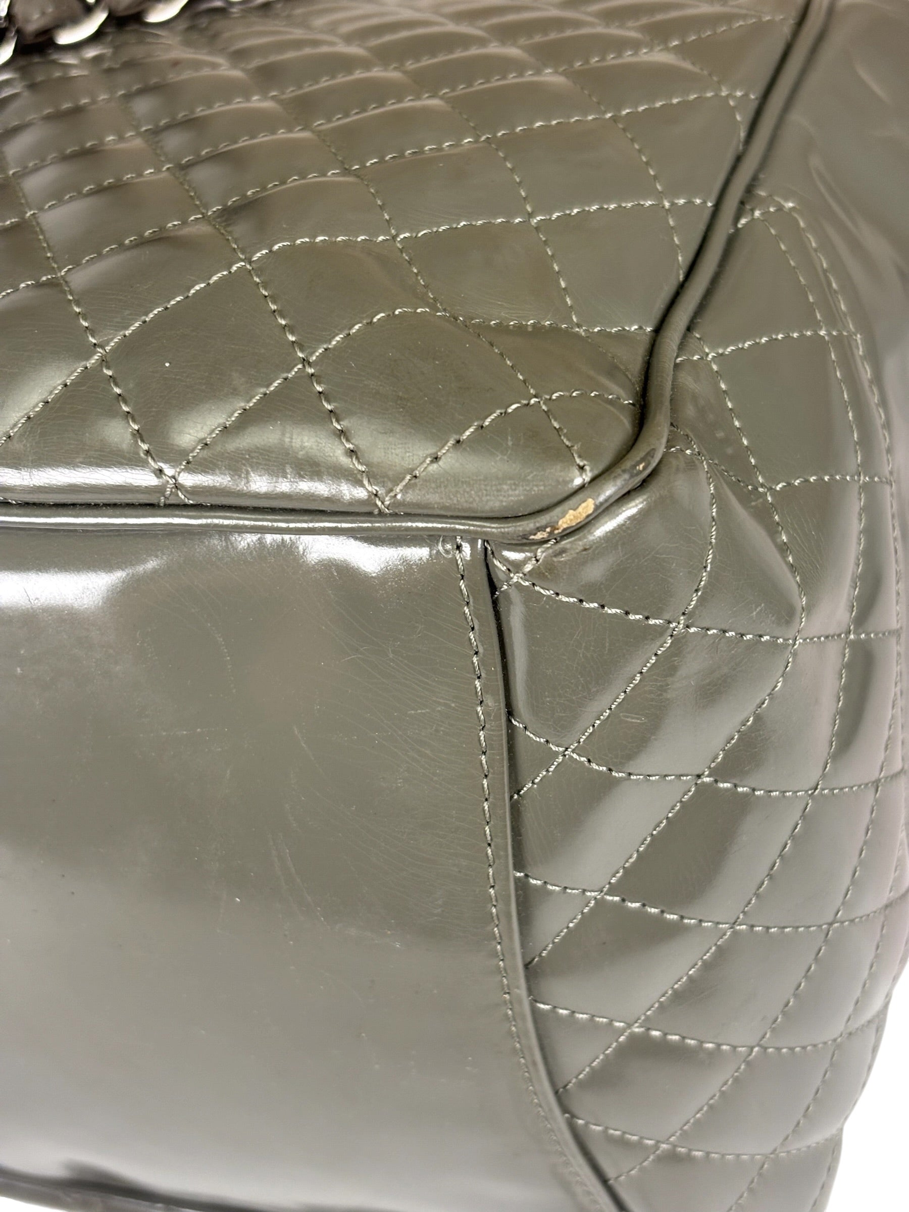 Chanel Grey Patent Leather Mademoiselle Kelly Flap Bag 2008