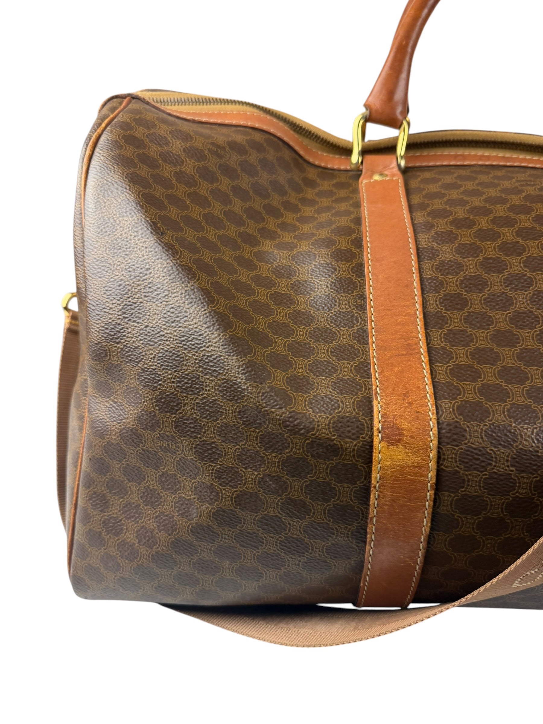 Celine Vintage Macadam Print Boston Bag