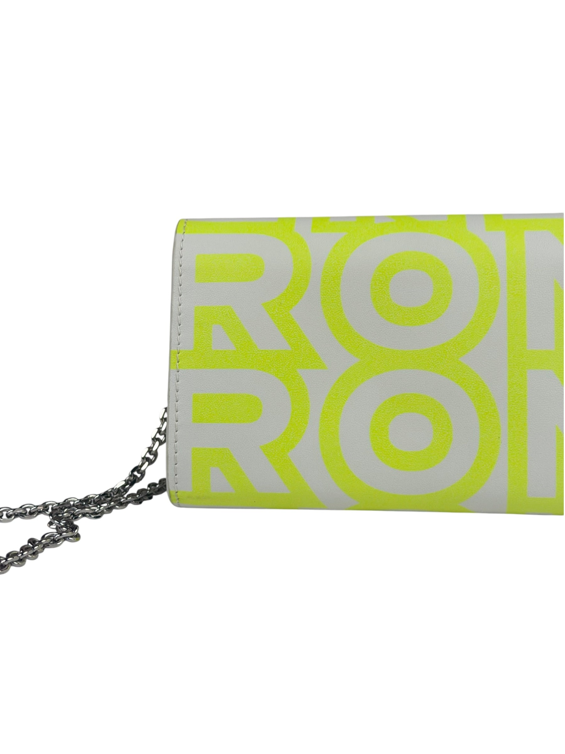 Fendi x Marc Jacobs Grey/Neon Yellow Roma Flap Wallet On Chain