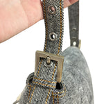 Fendi Light Denim Toned Canvas Baguette Shoulder Bag