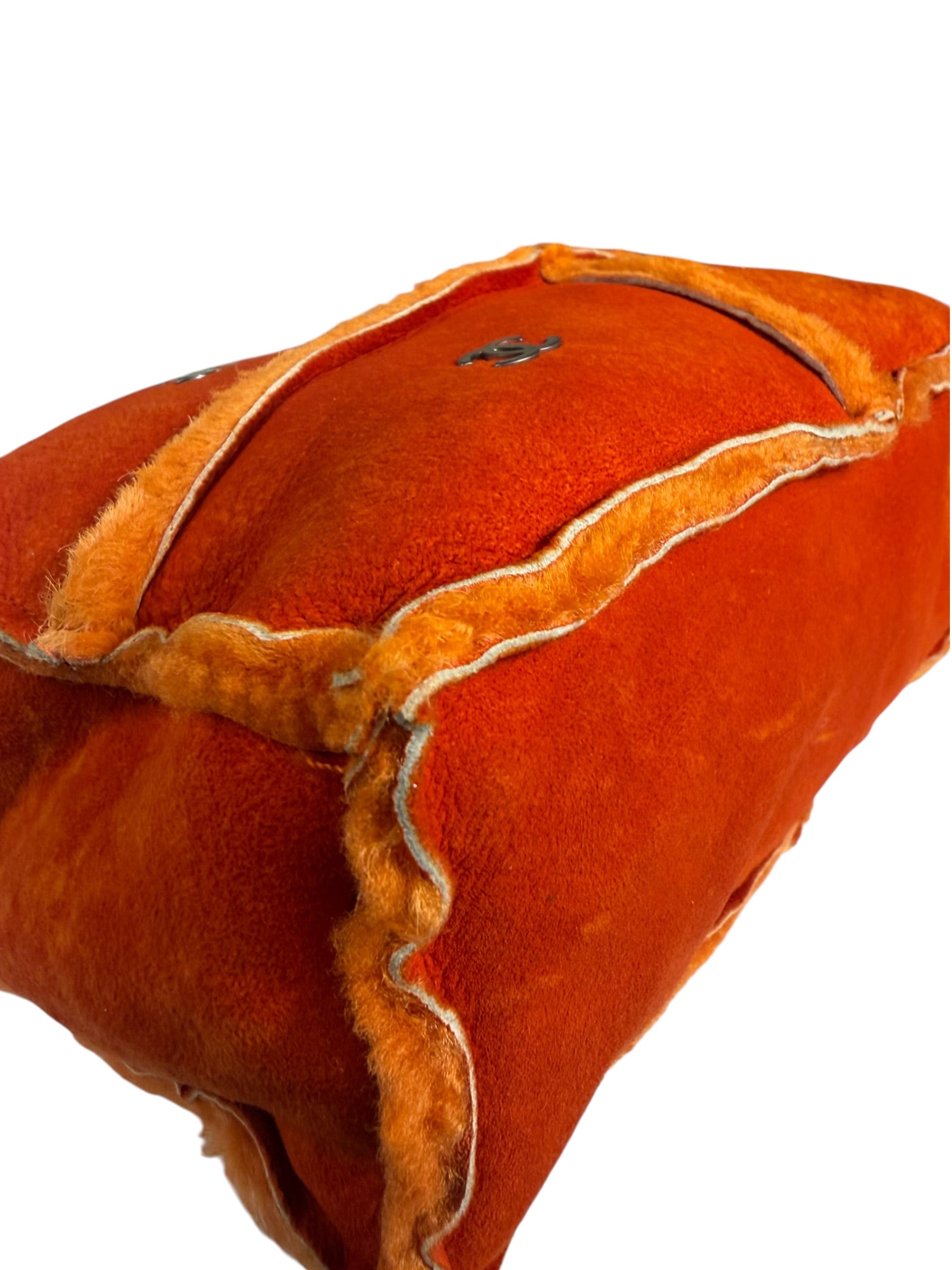 Chanel Orange Suede Shearling Patchwork Shoulder Bag 2001