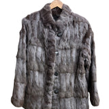 Vintage Russian Squirrel Greyish Brown Reversible Fur & Silk Coat