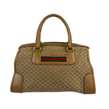 Gucci Brown Leather Trim Micro GG Sherry Line Boston Handbag