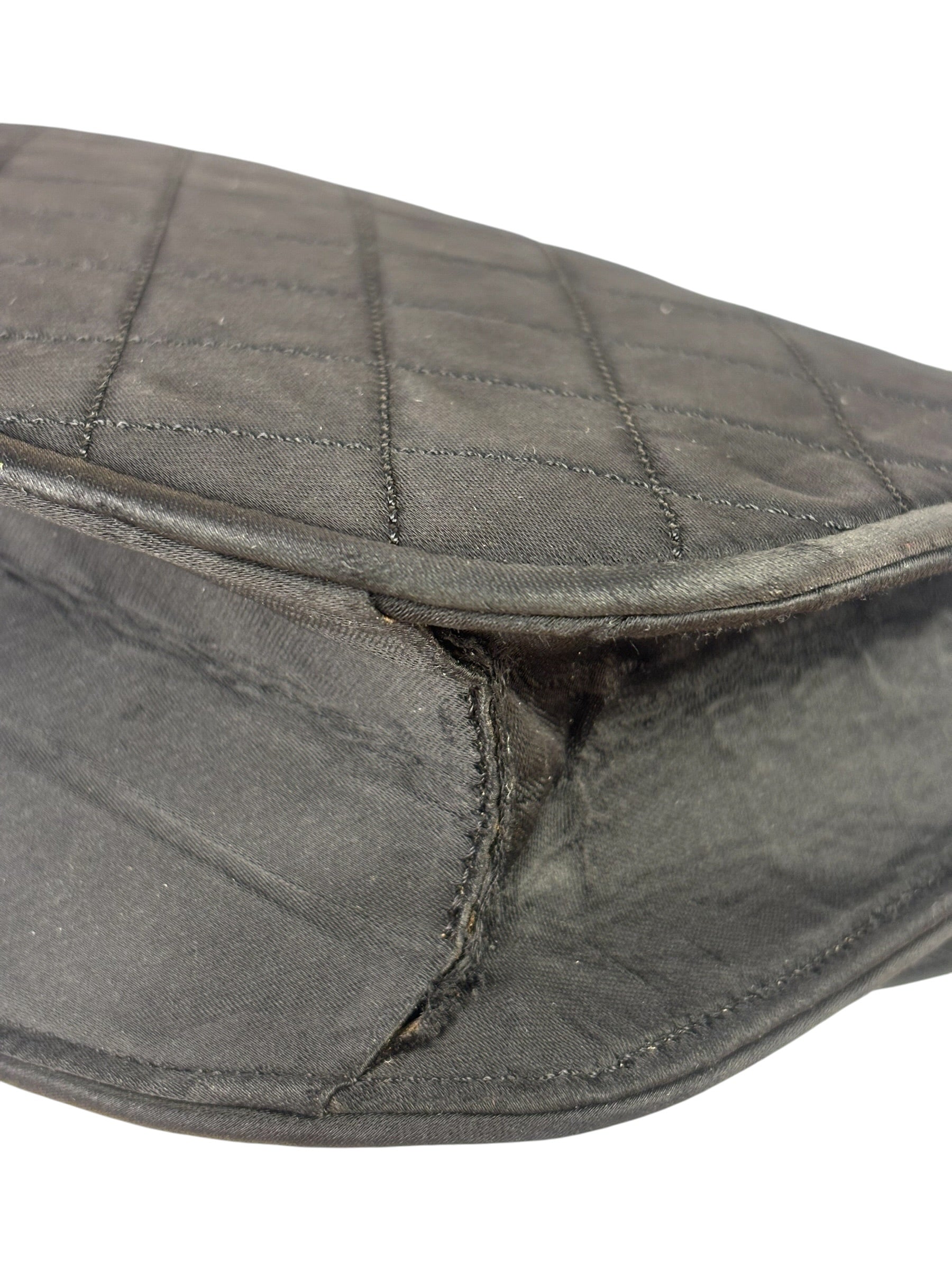 Chanel Black Quilted Satin Shoulder Bag