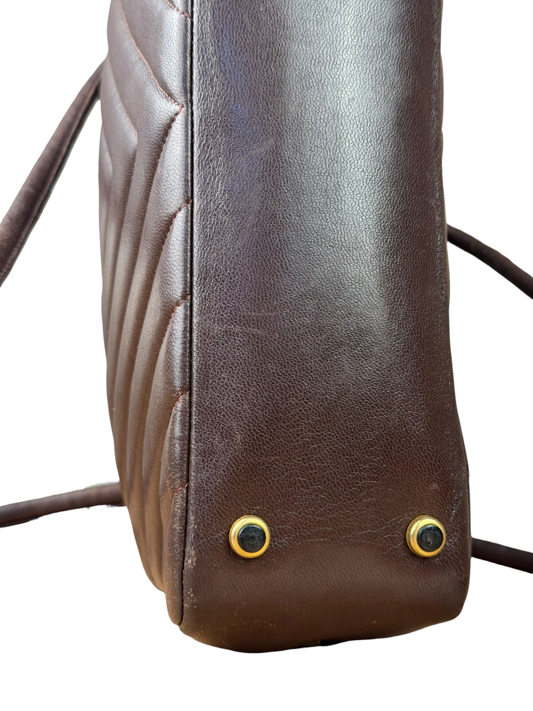 Chanel Burgundy Leather V Stitch Shoulder Bag 1990's