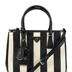 Prada Black/White Saffiano Leather Striped Two-Way Bag
