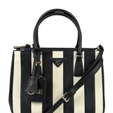 Prada Black/White Saffiano Leather Striped Two-Way Bag