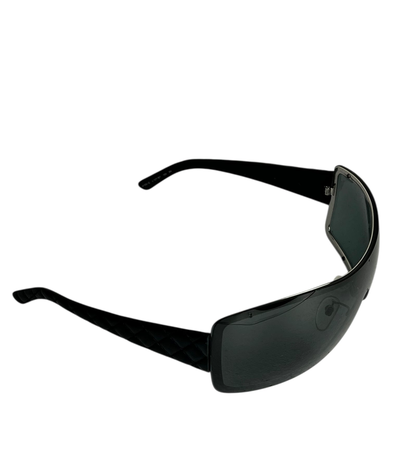 Chanel Black Quilted Y2K Wide Frame Sunglasses