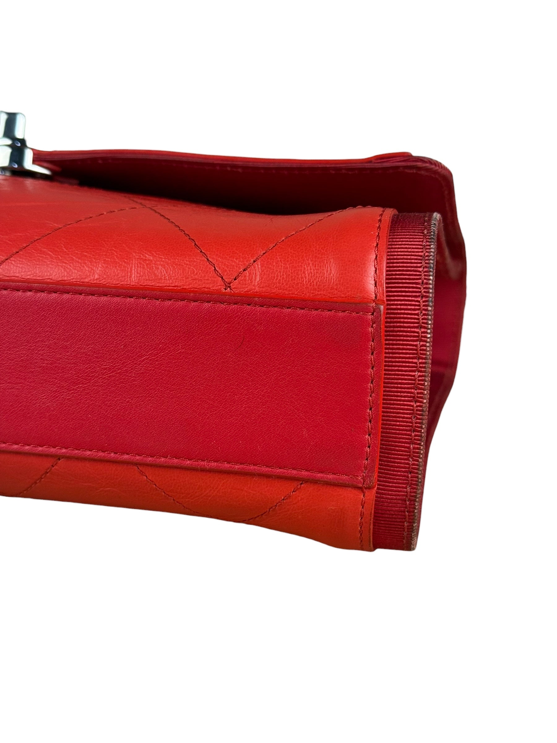 Chanel Red CC Quilted Crumpled Calfskin Flap Bag 2018