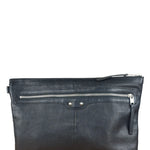 Balenciaga Black Leather Moto City Clutch Pouch