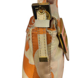 Fendi Orange Leather Trim/Satin Swirl Print Mini Baguette