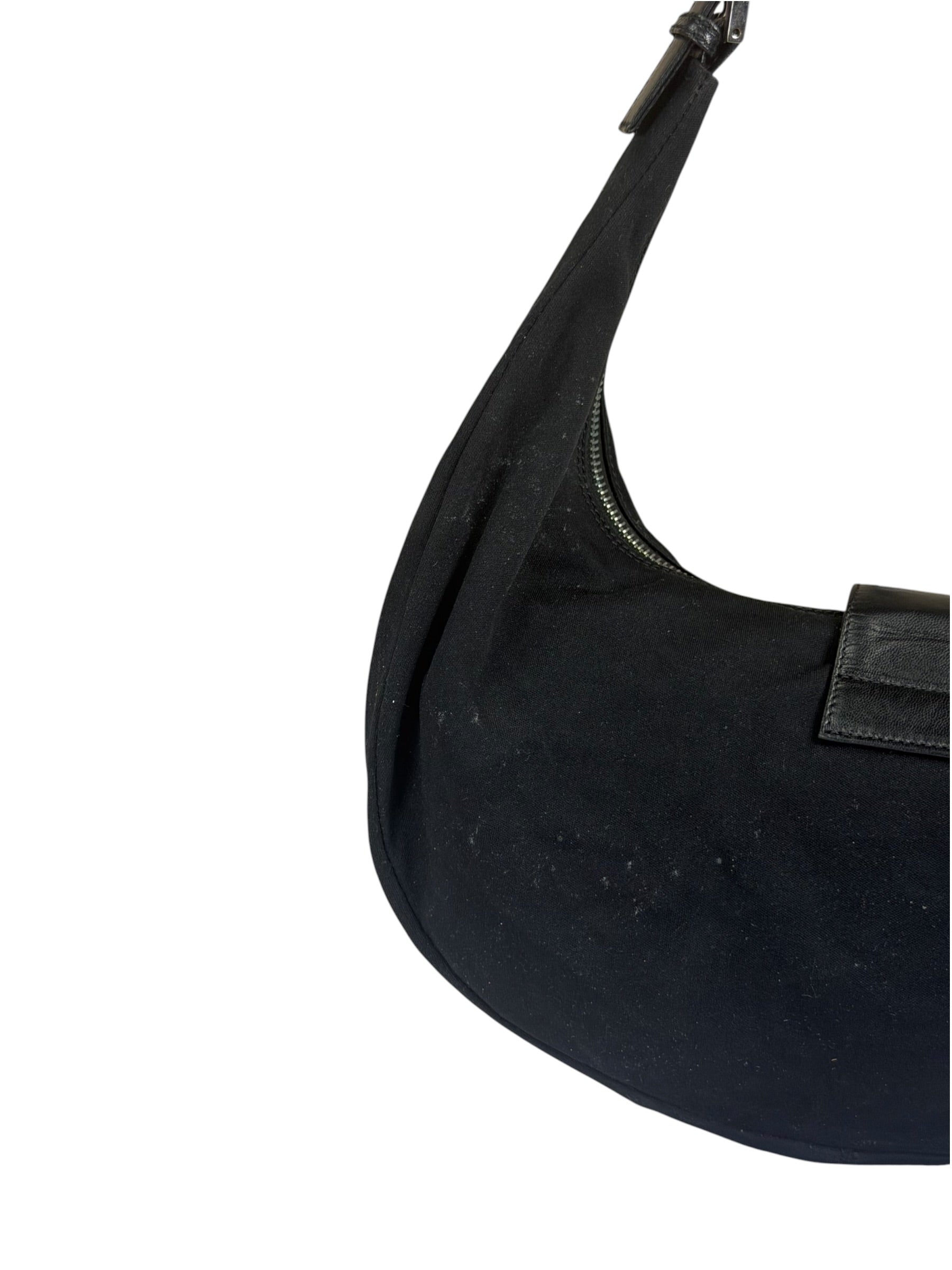 Fendi Black Leather Trim Mamma Baguette