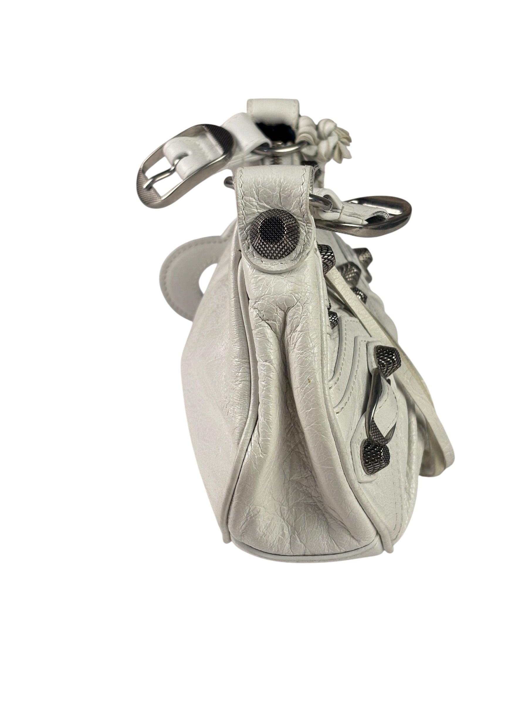 Balenciaga White Lambskin Le Cagole Shoulder Bag