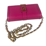 Versace Pink Leather Greca Goddess Flap Wallet-On-Chain